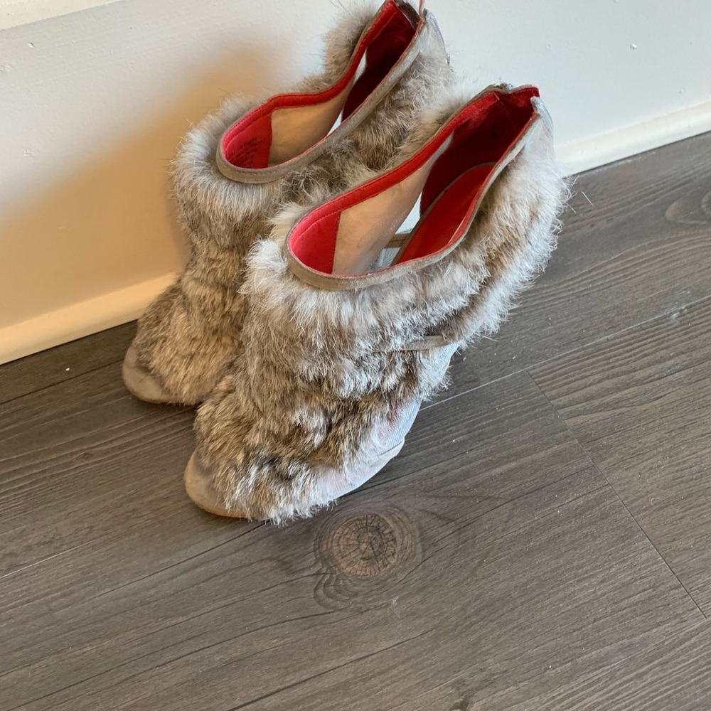 Charles Jourdan Grey Fur Bootiea